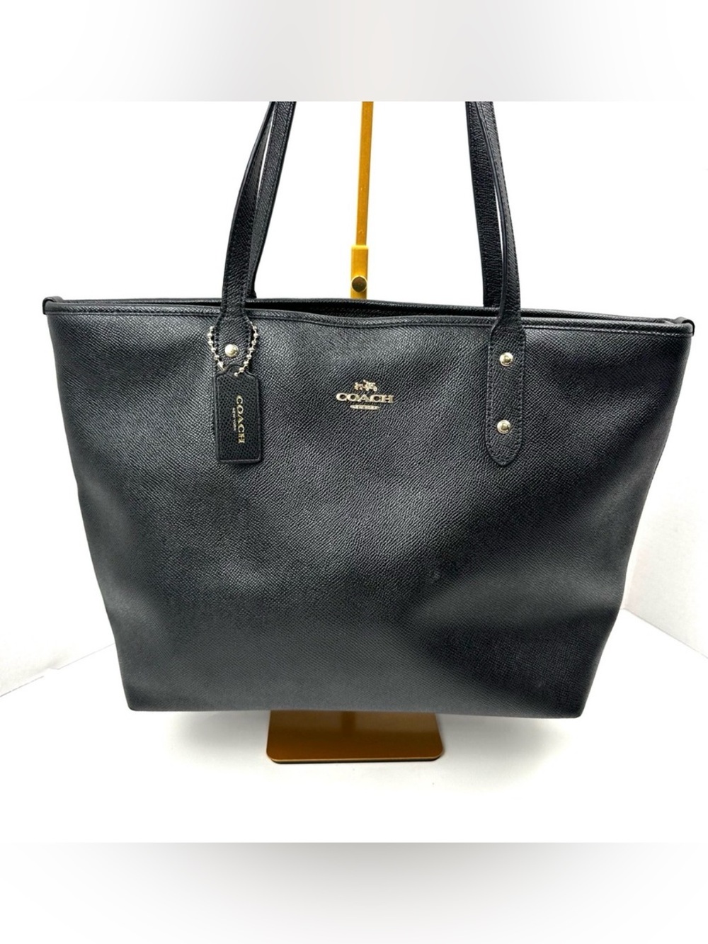 Coach City Zip Tote Black Crossgrain Leather